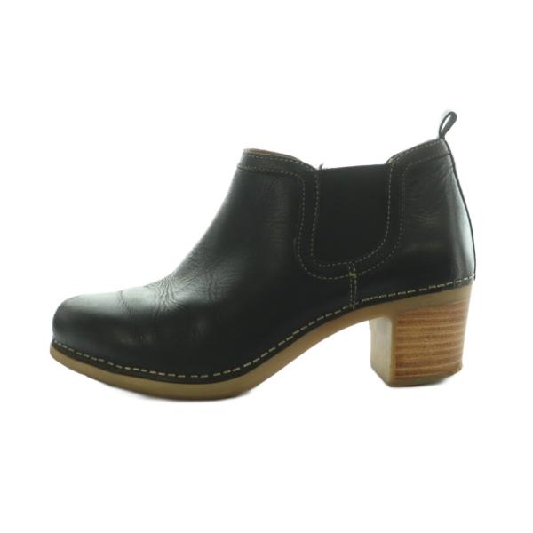 ダンスコ DANSKO ブーティ レザー チャンキーヒール 37 23.5-24.0cm 黒 ブラッ...