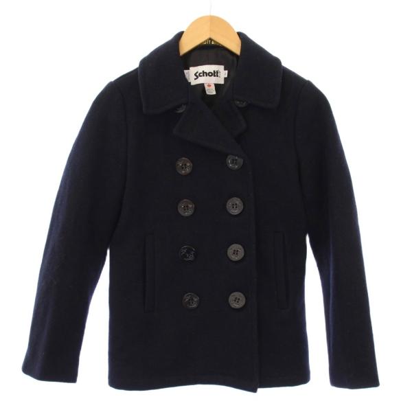 ショット SCHOTT ピーコート Pコート アウター ショート丈 ダブル ウール ワンカラー S ...
