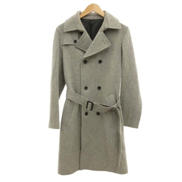 モルガンオム MORGAN HOMME ロングコート トレンチ ダブル メルトン S グレー /JS...