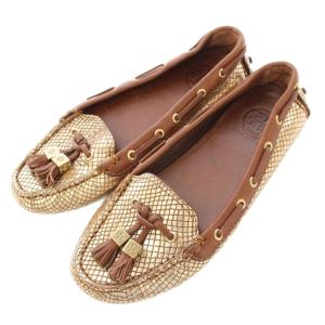 トリーバーチ TORY BURCH パンプス ラウンドトゥ タッセルチャーム バイカラー 6M ゴールドカラー 茶 ブラウン /BB レディース