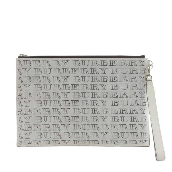 バーバリー BURBERRY クラッチバッグ パーティバッグ レザー ロゴ 白 ホワイト /AN7 ...