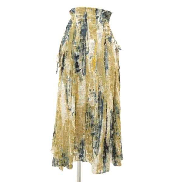 スナイデル SNIDEL リボンジャガードプリントスカート ミモレ ロング 総柄 シアー 0 ベージ...