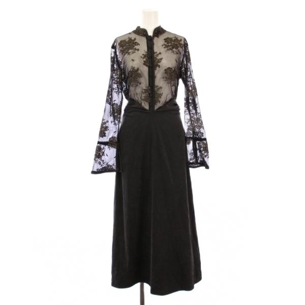 アメリヴィンテージ Ameri VINTAGE フラワーレースドレス フレアワンピース マキシ ロン...