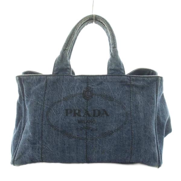 プラダ PRADA カナパ 三角プレート トライアングルロゴ ハンドバッグ トートバッグ デニム ロ...