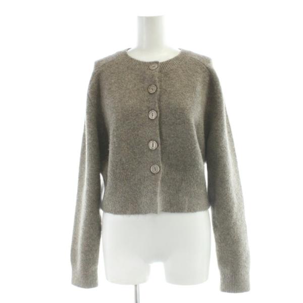 ザラ ZARA カーディガン S グレー 茶 ブラウン ラウンドネック 長袖 /AP レディース