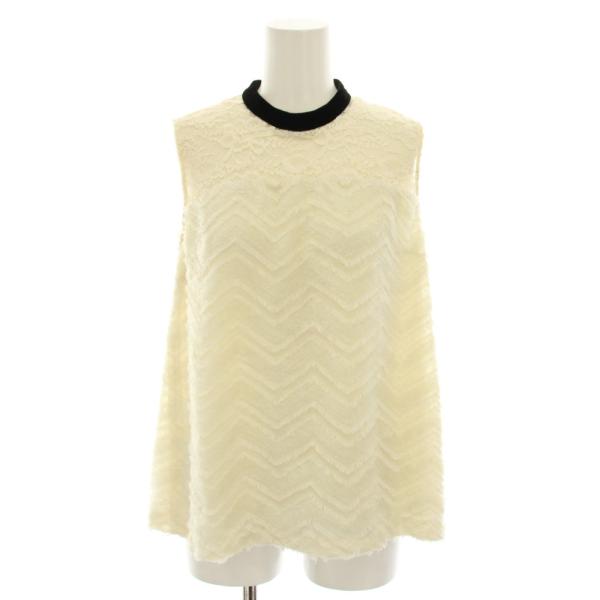 ダイアグラム グレースコンチネンタル カットジャガードノースリーブ ブラウス レース 花柄 36 オ...