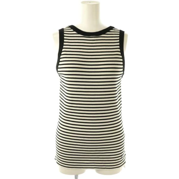 ミラオーウェン Mila Owen タンクトップ ニット カットソー ノースリーブ ボーダー 1 白...