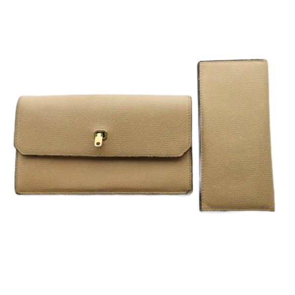 ヴァレクストラ Valextra 長財布 二つ折り カードケース レザー ベージュ /SS ■OS ...