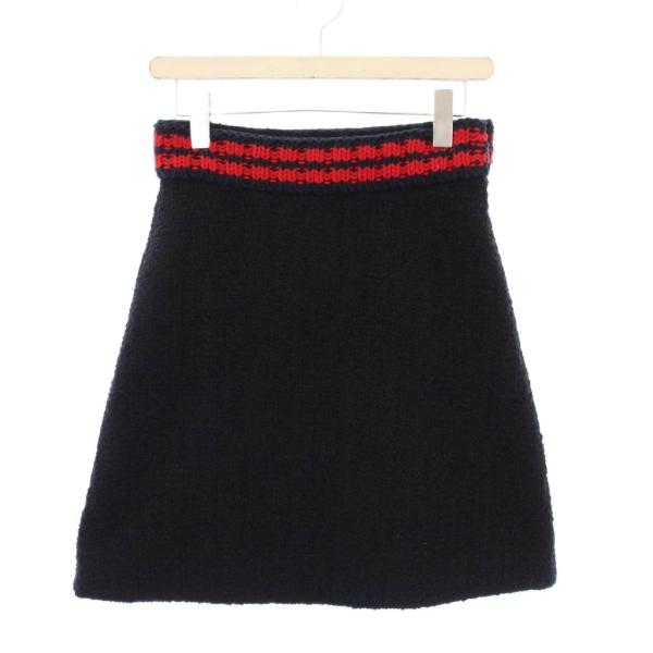 グッチ GUCCI ツイード 台形スカート ひざ丈 40 黒 409364 /KH レディース