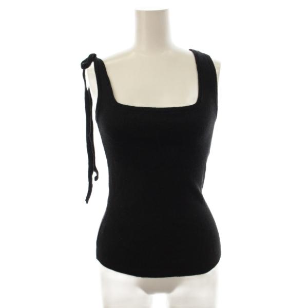 juemi ジュエミ タンクトップ 麻 リネン F 黒 ブラック ノースリーブ スクエアネック /J...