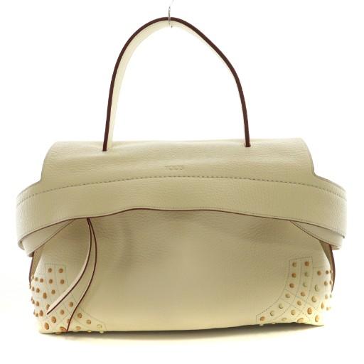 トッズ TOD'S ウェーブ トートバッグ レザー アイボリー /SS ■OS レディース