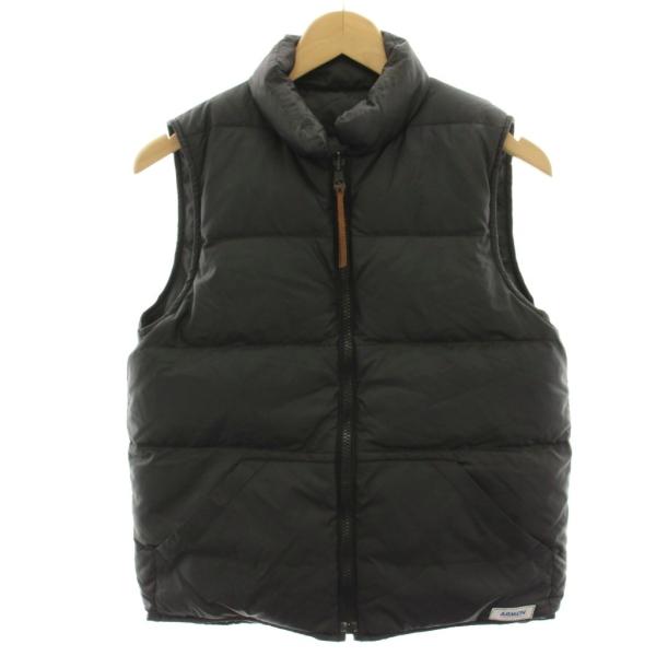 アーメン ARMEN ダウンベスト 黒 ブラック ナイロン ジップアップ /HN レディース