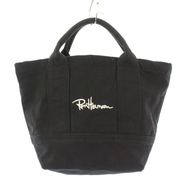 ロンハーマン Ron Herman トートバッグ ハンドバッグ キャンバス ロゴ 刺繍 黒 ブラック...