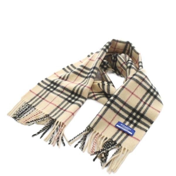 バーバリーブルーレーベル BURBERRY BLUE LABEL マフラー フリンジ チェック柄 ベ...