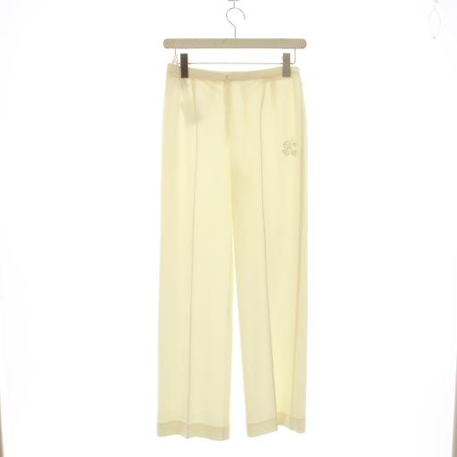 イタリヤ 伊太利屋 パンツ 7 白 ロゴ刺繍 センタープレス フルレングス /JP レディース