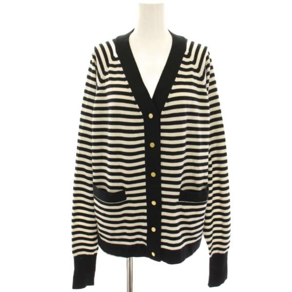 フレームワーク バイカラーVネックカーディガン ニット ウール 白 ホワイト 黒 ブラック ボーダー...