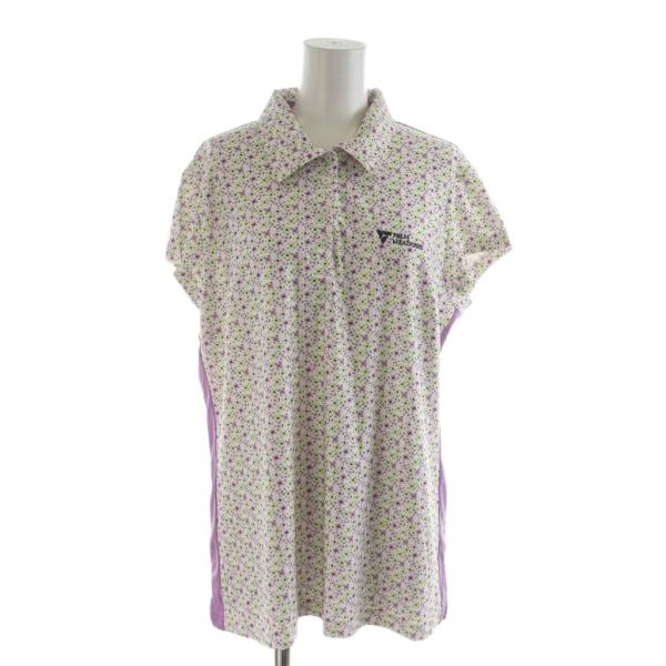 未使用品 アディダス adidas タグ付き ポロシャツ 半袖 花柄 XL 白 ホワイト 紫 パープ...