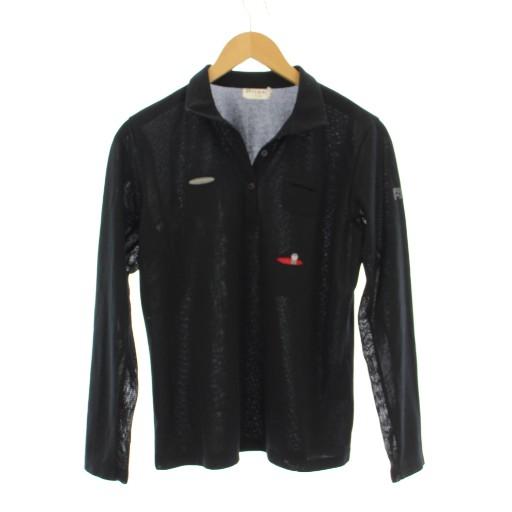 PICONE CLUB ピッコーネ ポロシャツ F 黒 織り柄 長袖 /JP レディース