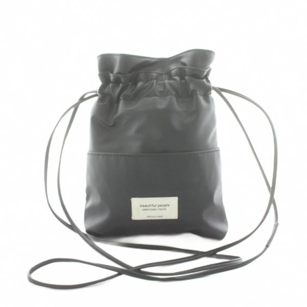 ビューティフルピープル beautiful people 巾着 ショルダーバッグ ロゴ 黒 ブラック...