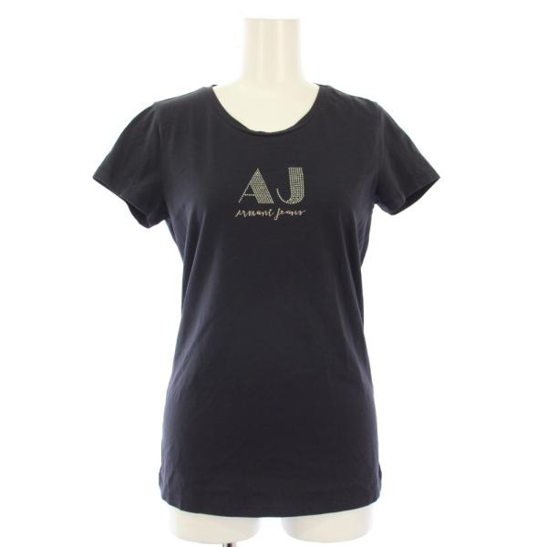 未使用品 アルマーニ ジーンズ ARMANI JEANS Tシャツ 40 紺 ネイビー 半袖 ラウン...
