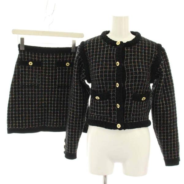 サンドロ SANDRO セットアップ 上下 ツイードコーディガン 長袖 0 ニットスカート ミニ 台...