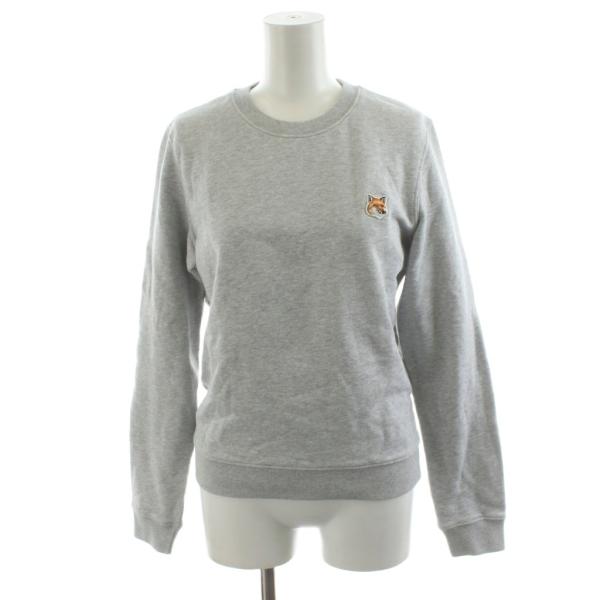 メゾンキツネ MAISON KITSUNE スウェット トレーナー クルーネック ワッペン XS グ...