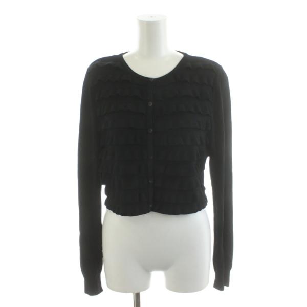 フォクシー FOXEY カーディガン フリル 40 黒 ブラック /AN10 レディース