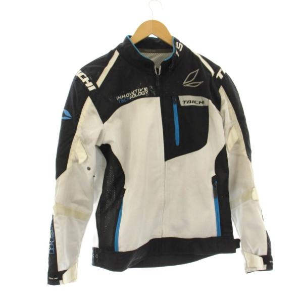 アールエスタイチ RS TAICHI レーシングジャケット M 白 黒 長袖 立ち襟 切り替えデザイ...