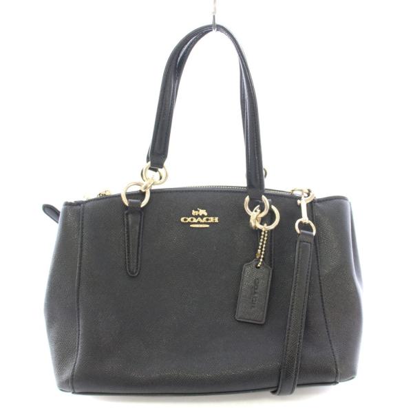 コーチ COACH 2WAY ショルダーバッグ ハンドバッグ レザー ロゴチャーム バイカラー 黒 ...