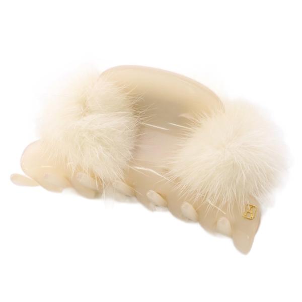 アレクサンドルドゥパリ Alexandre De Paris ヘアクリップ ファー 白 /KH レデ...