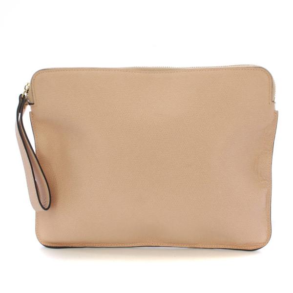 ヴァレクストラ Valextra クラッチバッグ セカンドバッグ レザー ワンカラー 無地 ピンクベ...