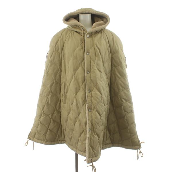 タイオン TAION ミリタリーダウンケープ ポンチョ キルティング フード アウター F ベージュ...