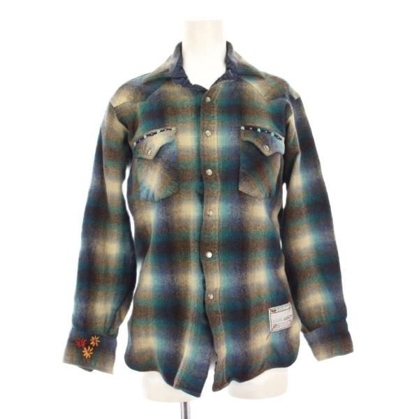 ペンドルトン PENDLETON ヴィンテージ 70s ビーズ 花刺繍 ウエスタンシャツ 長袖 チェ...