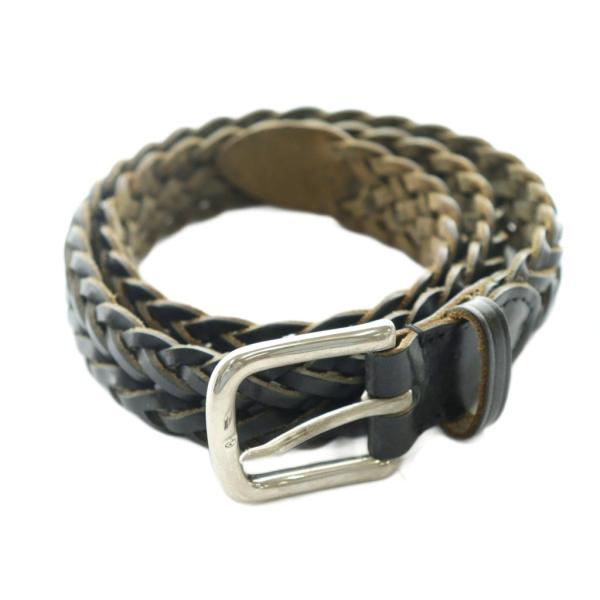 ホワイトハウスコックス White house Cox ブラックメッシュレザーベルト 黒 ブラック ...