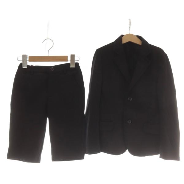 ベベ bebe セットアップ ジャケット パンツ 130 黒 ブラック 長袖 ハーフ丈 ノッチドラペ...