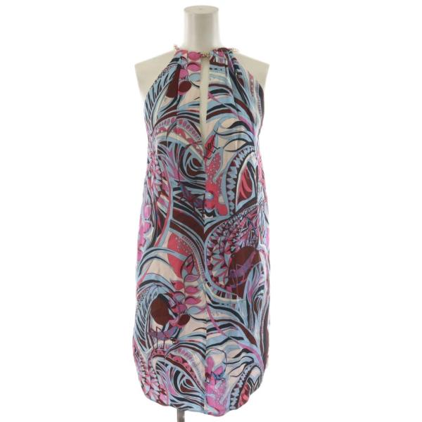 エミリオプッチ EMILIO PUCCI ワンピース I42 マルチカラー ピンク 黒 ブラック 水...
