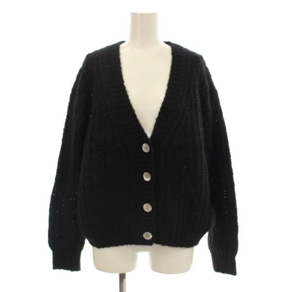 イエナ IENA カーディガン モヘヤ F 黒 無地 Vネック 長袖 /JP レディース