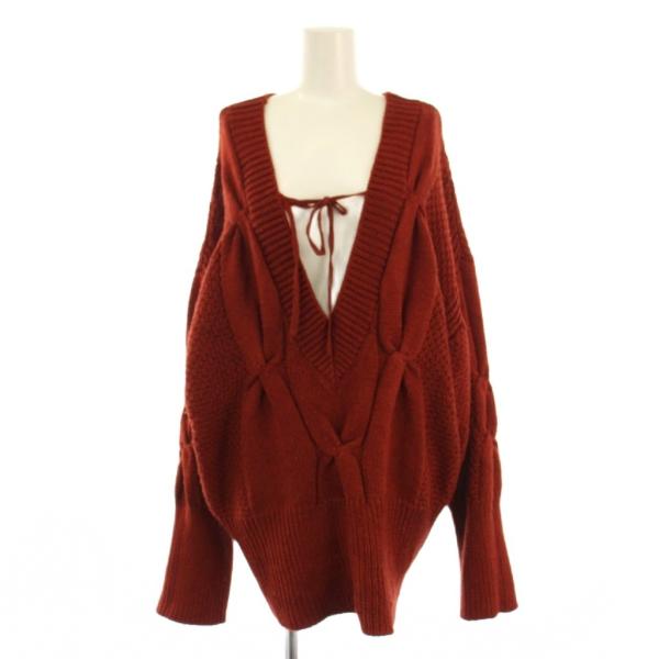 アメリヴィンテージ Ameri VINTAGE 23AW ニット セーター 長袖 ウール F 赤 0...