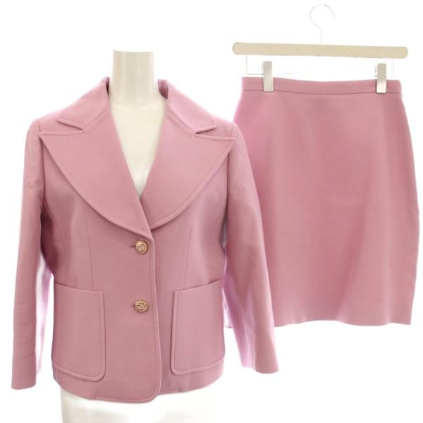 グッチ GUCCI スーツ テーラードジャケット ミニスカート タイト 38 ピンク 623766 ...