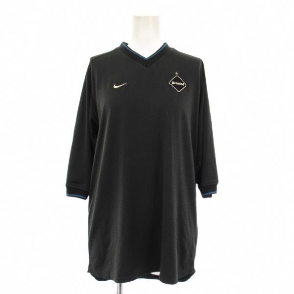 ナイキ NIKE F.C.R.B ゲームシャツ Tシャツ 半袖 Vネック ストレッチ ロゴ S 黒 ...