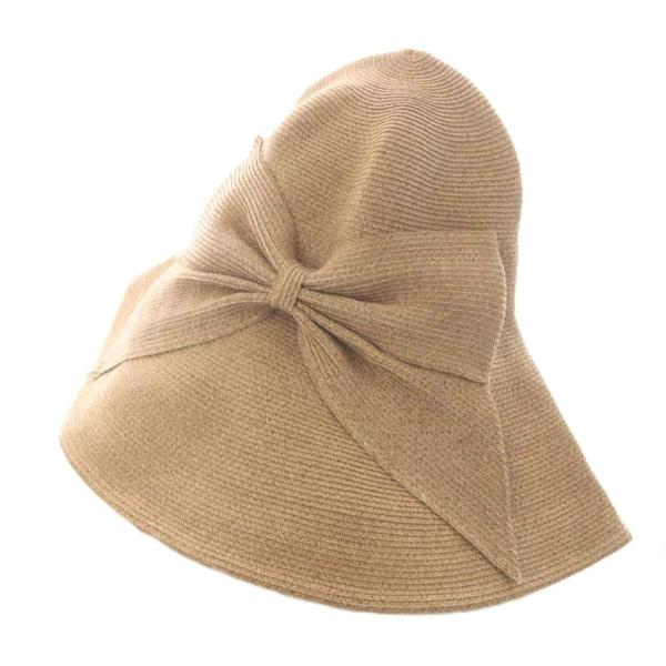 アシーナ ニューヨーク Athena New York ペーパーハット 麦わら帽子 リボン 茶 ブラ...