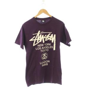 ステューシー STUSSY SP20 World Tour SP20 Tee Tシャツ S パープル ロゴプリント ラウンドネック 半袖 /JP メンズ