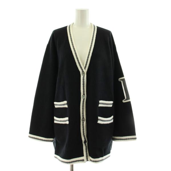 未使用品 イエナ IENA 23AW レタードカーディガン ニット 長袖 Vネック カシミヤ混 ウー...