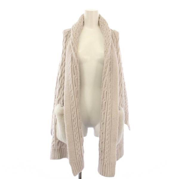 自由区 オンワード樫山 ポンチョ ストール ケーブル編み ニット 38 グレー /TK レディース
