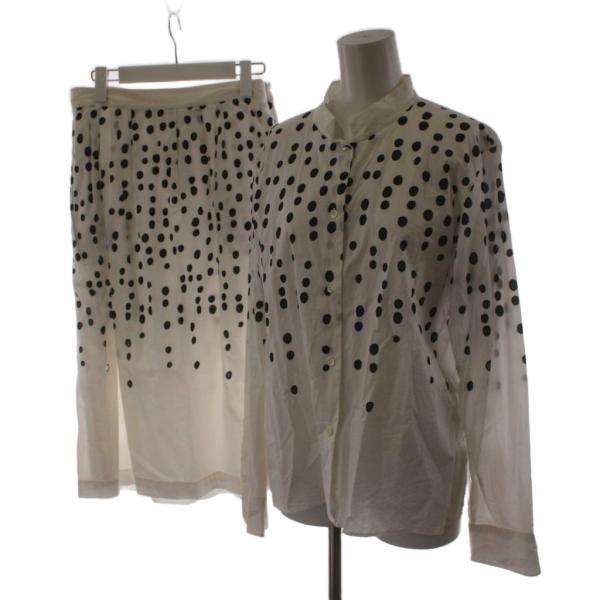 未使用品 アニエスベー agnes b. セットアップ シャツ ブラウス フレアスカート ひざ丈 ド...