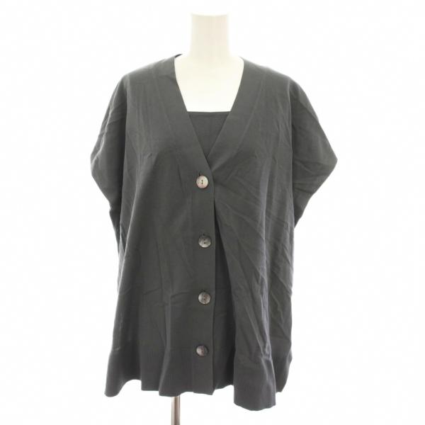 プラステ 2点セット アンサンブル コットンアセテートブレンドジレカーディガン＆ジレ タンクトップ ...