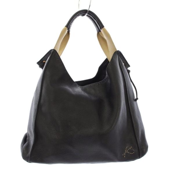 キタムラ Kitamura トートバッグ ハンドバッグ レザー 刺繍 黒 /TK レディース