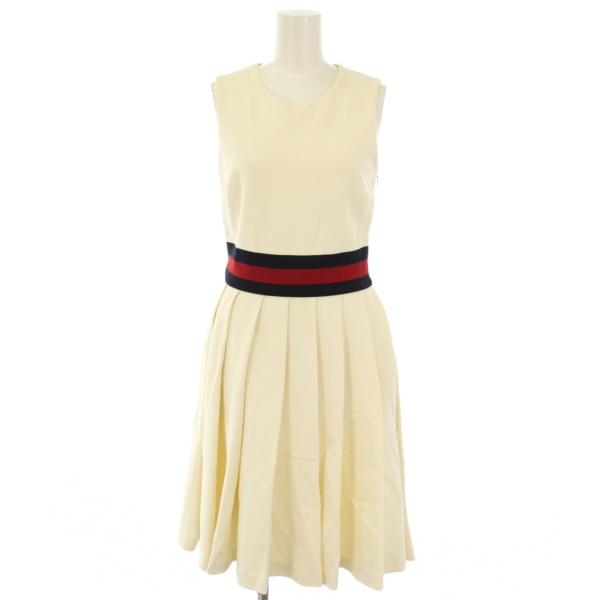 グッチ GUCCI シェリーライン ワンピース ノーリーズ ひざ丈 XS 白 アイボリー 41496...