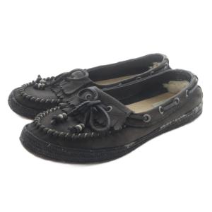 アグ オーストラリア UGG australia ローファー モカシン フリンジ リボン 23cm グレー /SR レディース