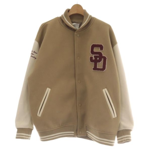 ニコアンド Niko and.. ジャケット スタジャン M ベージュ 長袖 ロゴワッペン 袖切り替...